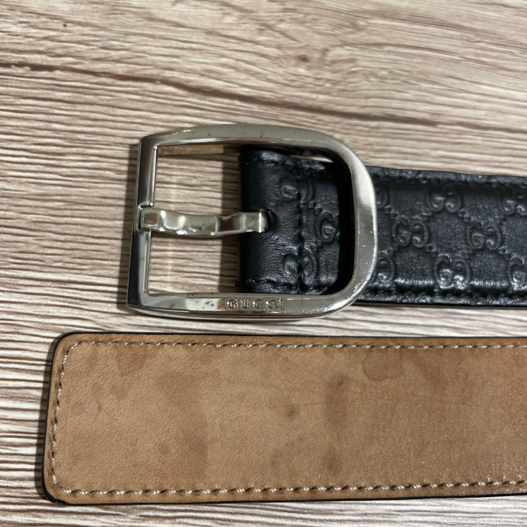 多田浩之 GUCCI グッチ　Gマーク型押し　ベルト　レザーブラック