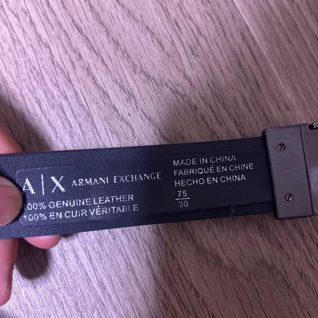 Armani Exchange ブラックレザーベルト 75/30