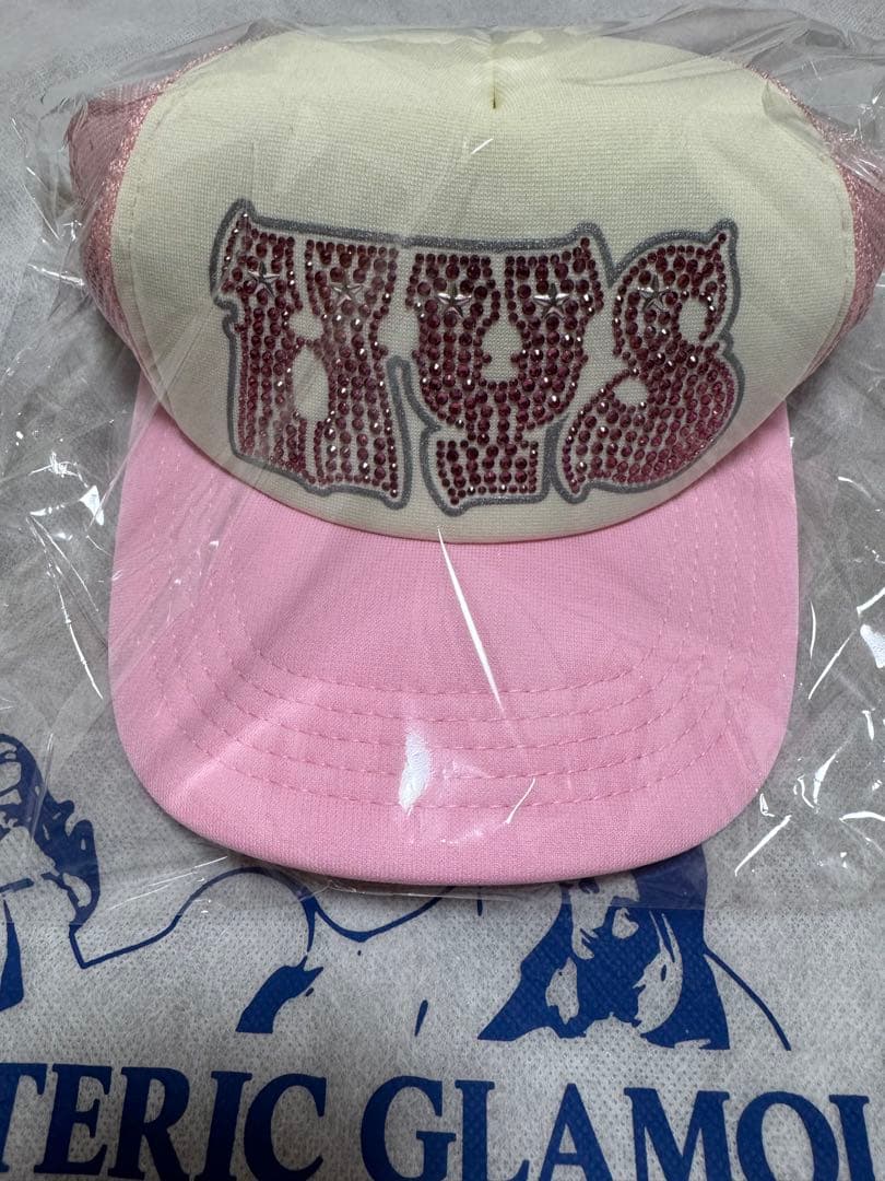 新品HYSラインストーンメッシュキャップ【HYPNOTIZED LOGO】ピンク