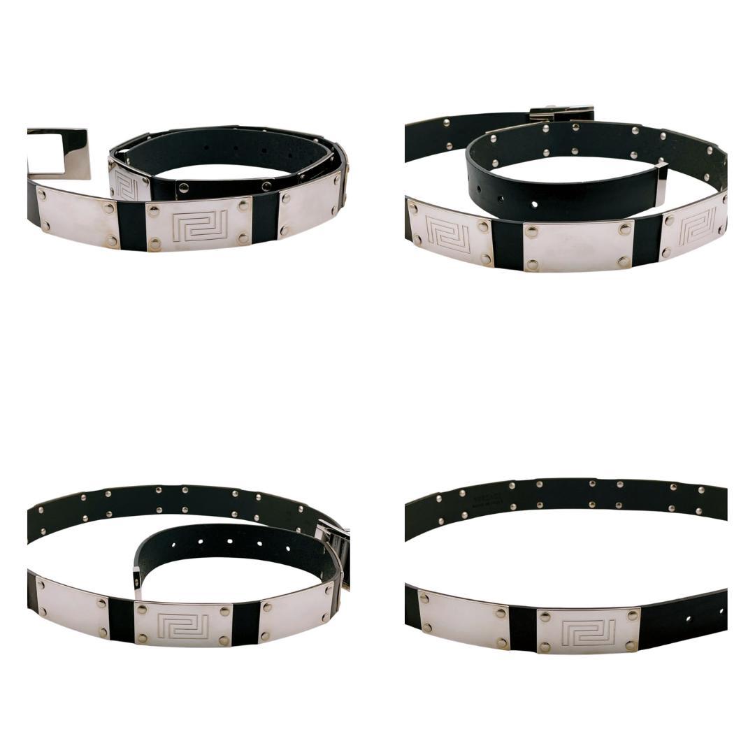 VERSACE ヴェルサーチ レザーベルト グレカ模様 メタルプレート