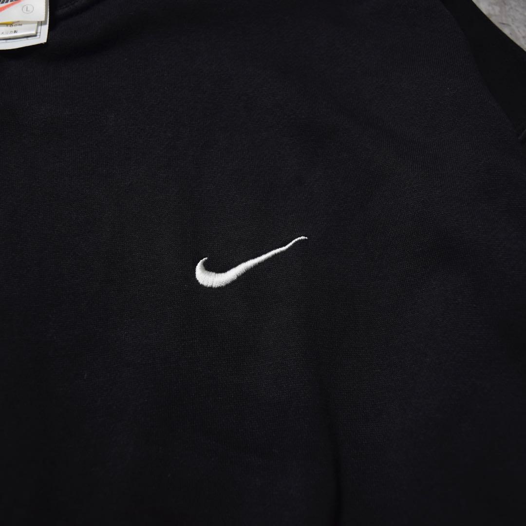 90s USA製 NIKE スウェット フェード 雰囲気◎ 刺繍ロゴ 丸胴 黒