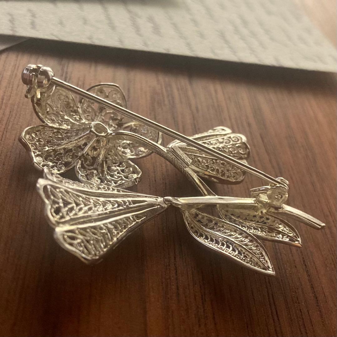 ヴィンテージ＊ブローチ　フィリグリー②　フラワー　シルバー　アンティーク