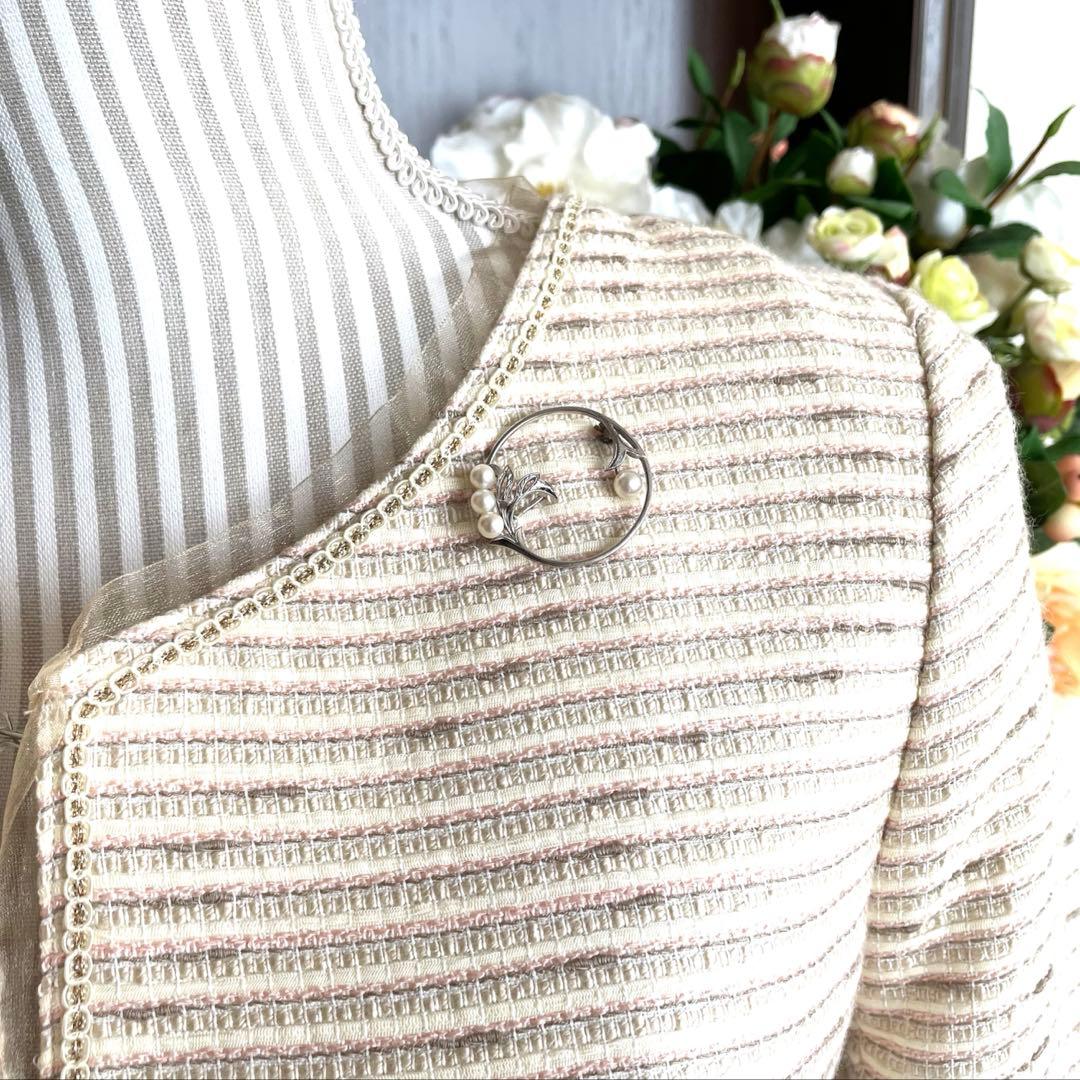 ミキモト　パールブローチ　入学式　卒業式　あこや真珠　本真珠　ブランド　刻印