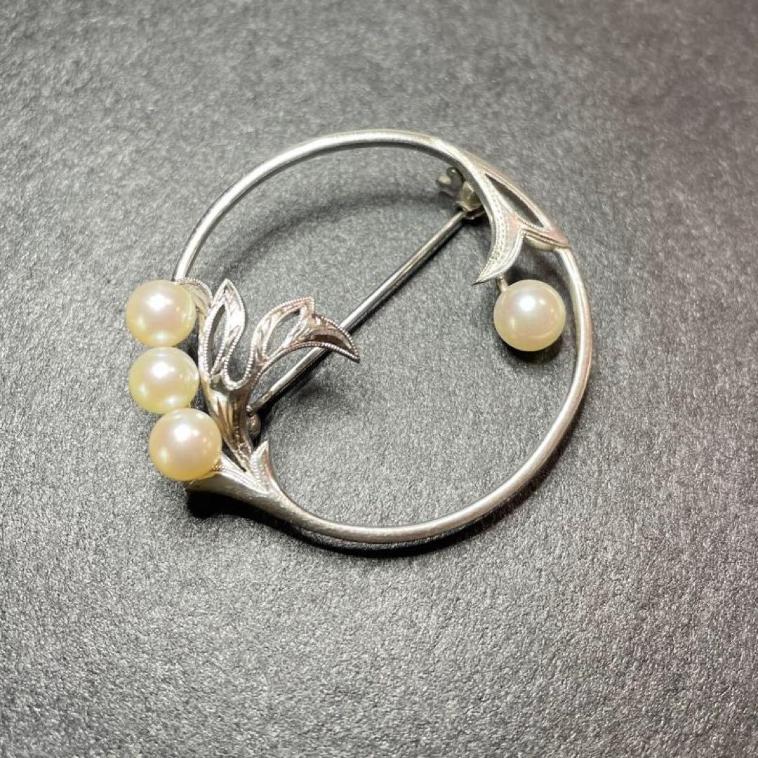 ミキモト　パールブローチ　入学式　卒業式　あこや真珠　本真珠　ブランド　刻印