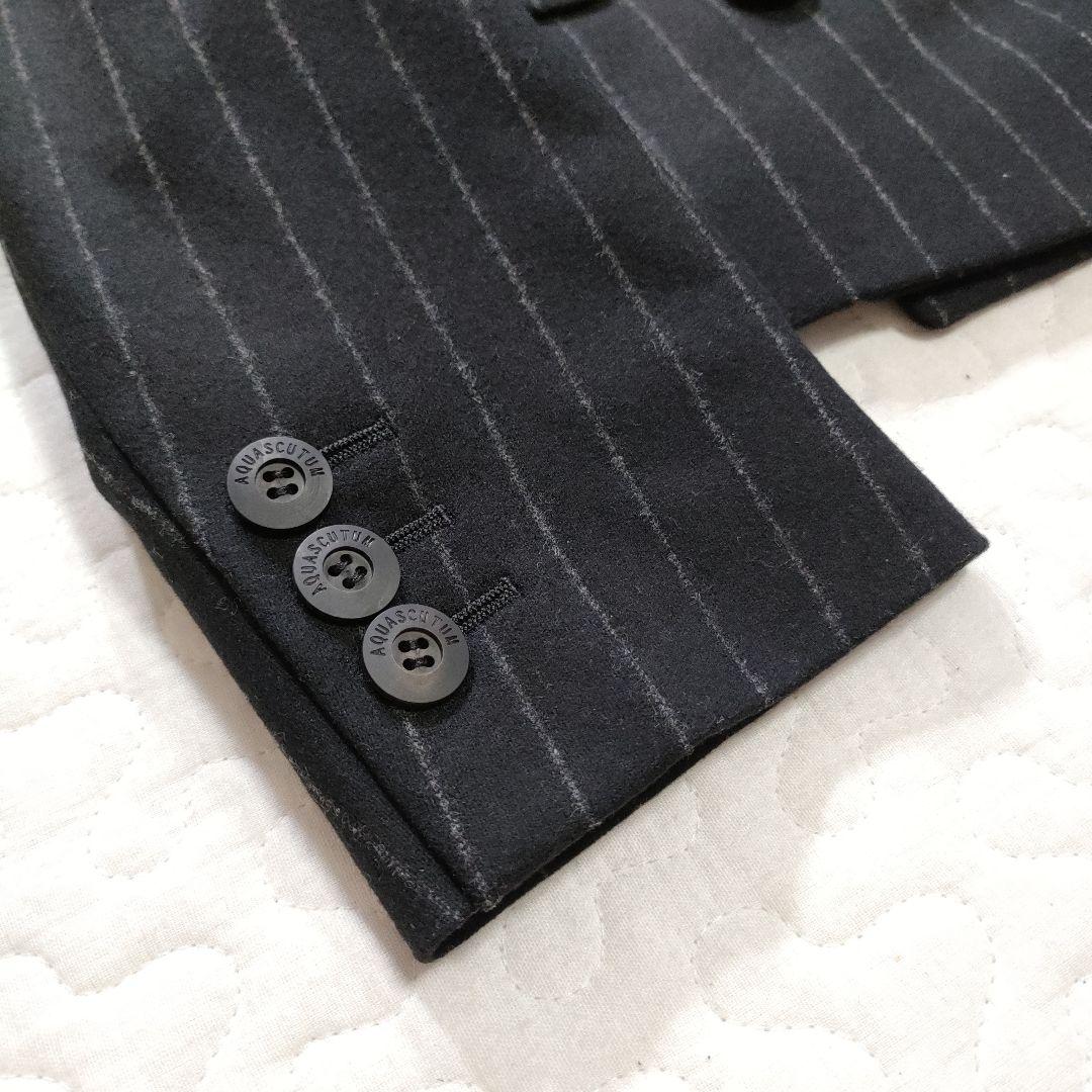 新品✨Aquascutum　セットアップ　ウール　ストライプ×レオパード　黒