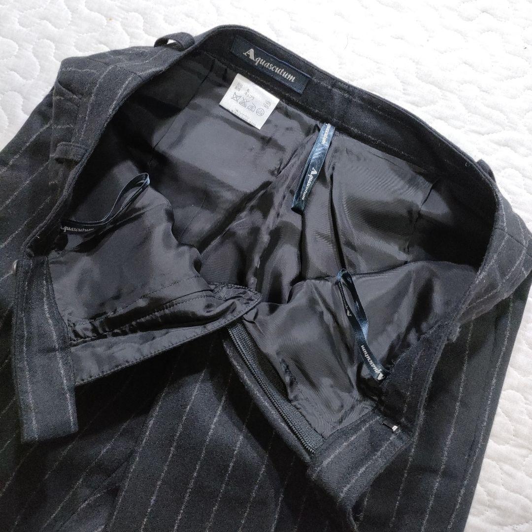 新品✨Aquascutum　セットアップ　ウール　ストライプ×レオパード　黒