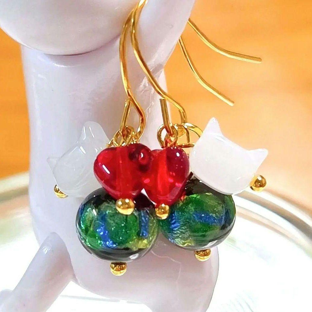 専用です☆猫さんとチェコビーズとオニキスのピアス　他13品