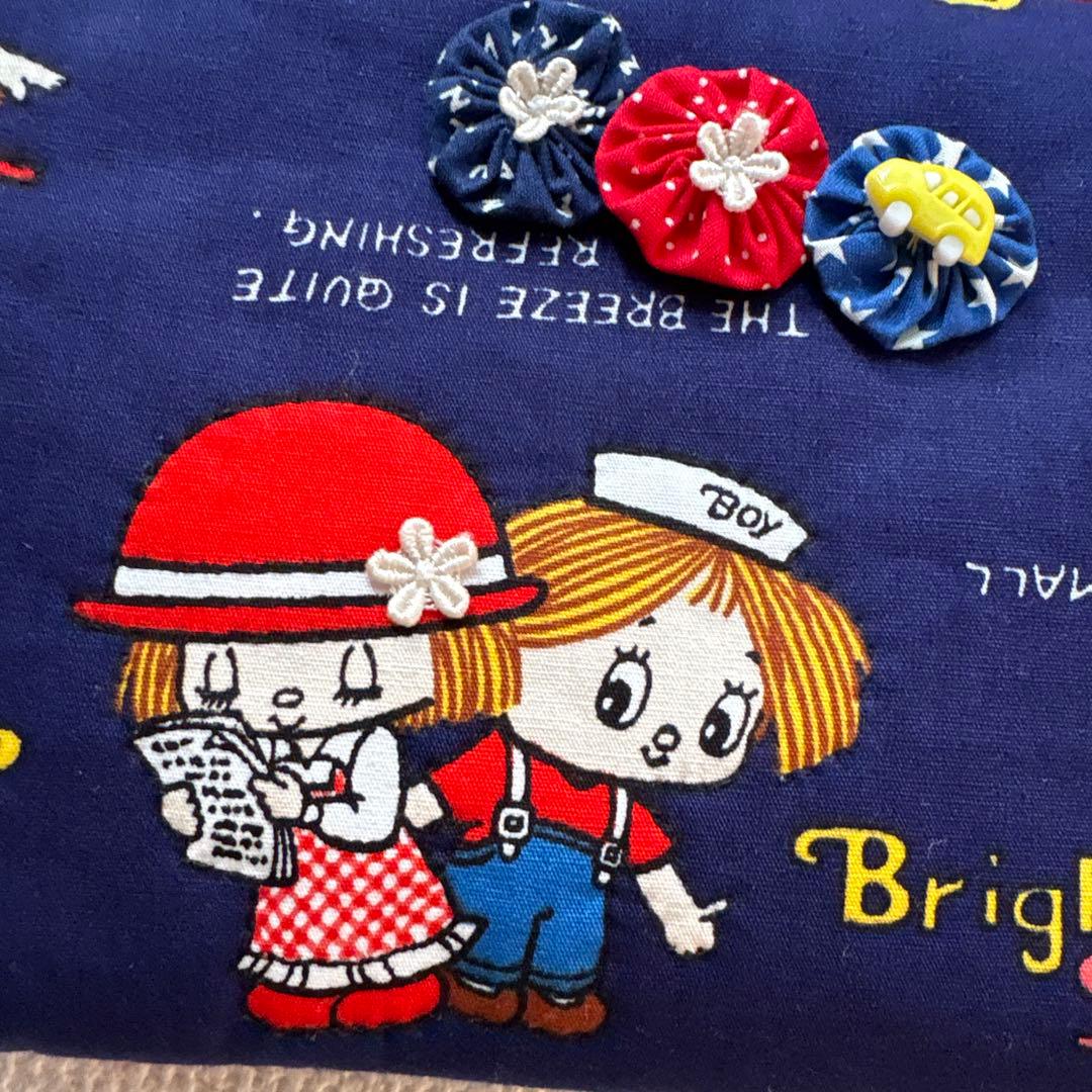 レトロパッチワークトートバッグ4点 ショルダー紐、ポーチ、ペットボトルカバー付き