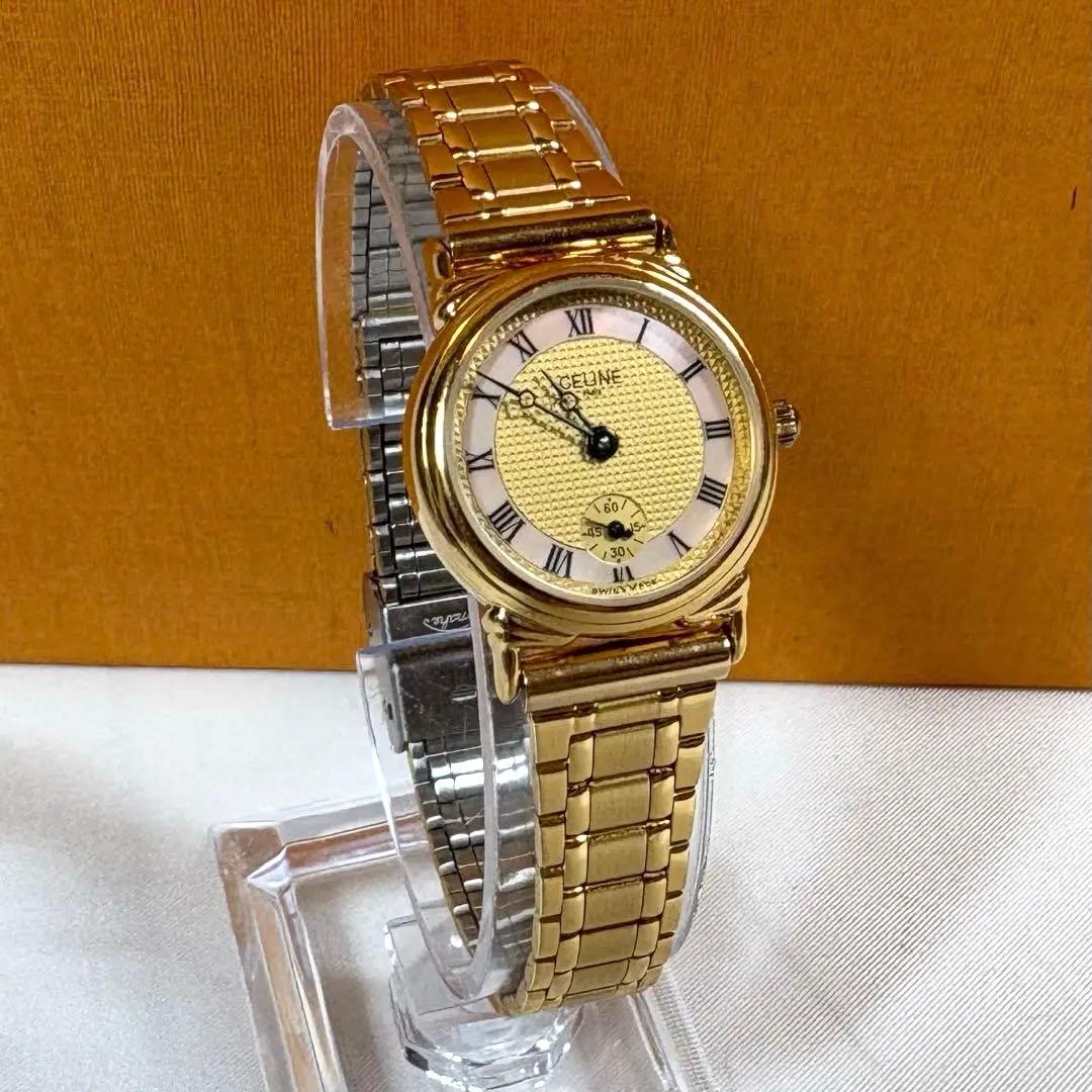 ✨稼働品美品✨CELINE セリーヌ　腕時計　ゴールド　クォーツ　ゴールド文字盤