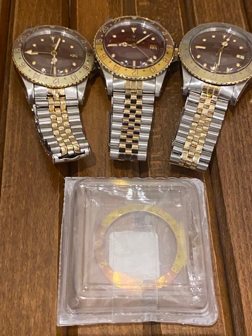 レア純正ロレックス ベゼルインサートGMTマスター茶壷1675/3 16753