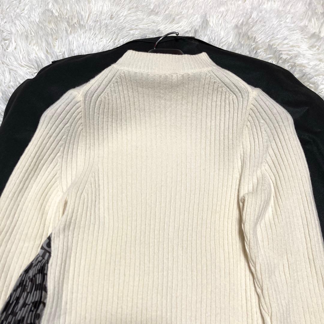 極美品✨現行sacai サイドプリーツ　切替リブニット　ウール　S アイボリー
