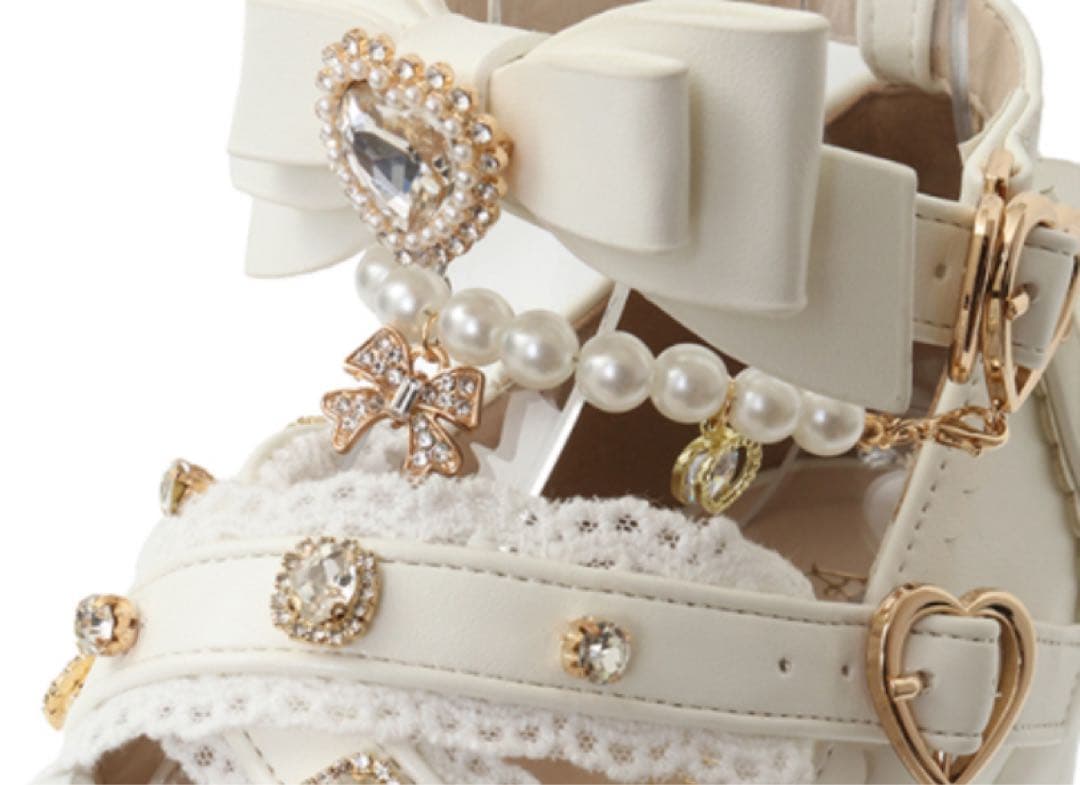 LIZLISA クロスストラップリボンパンプス ホワイト