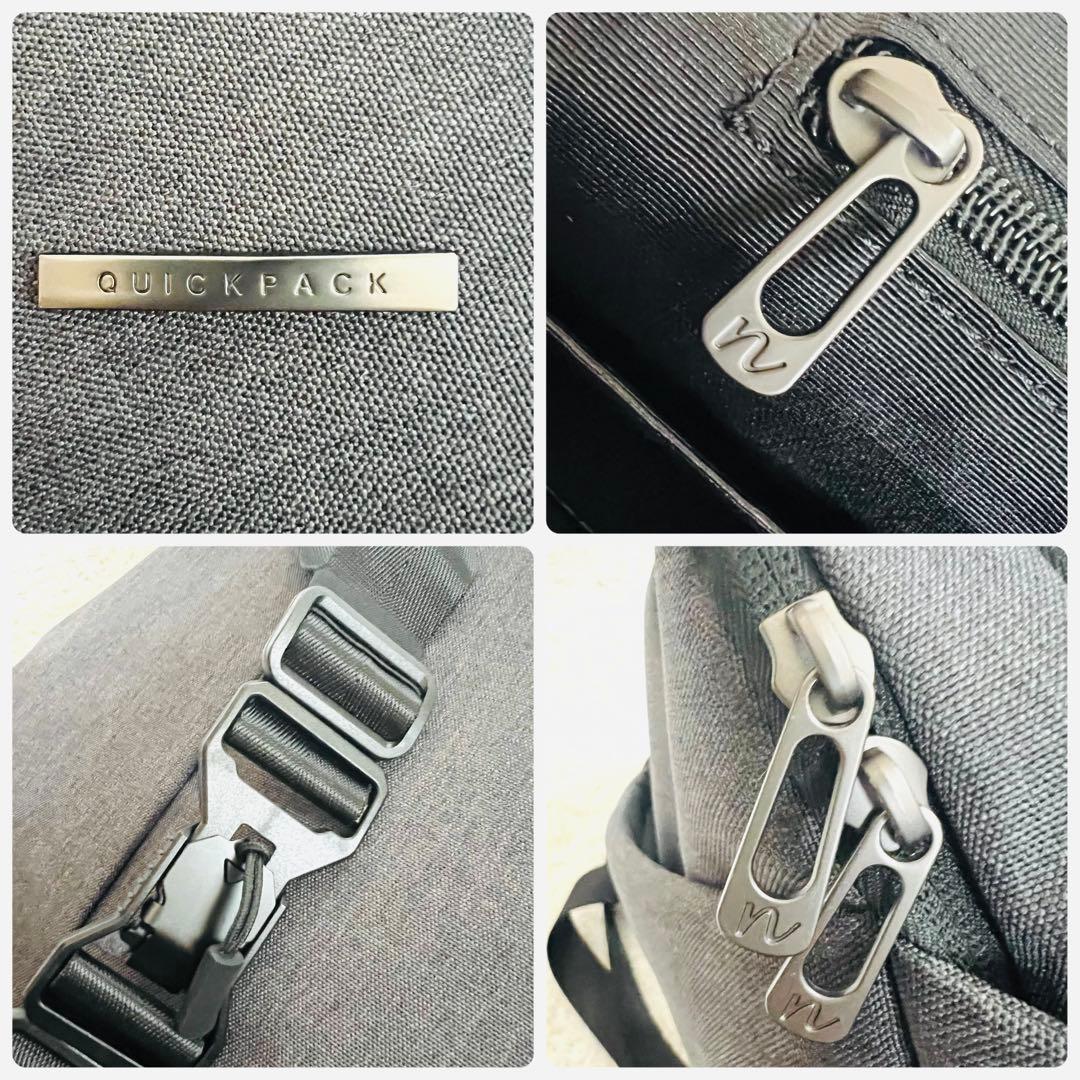 【美品】クイックパック QUICKPACK13 ボディバッグ ダークグレーA4可