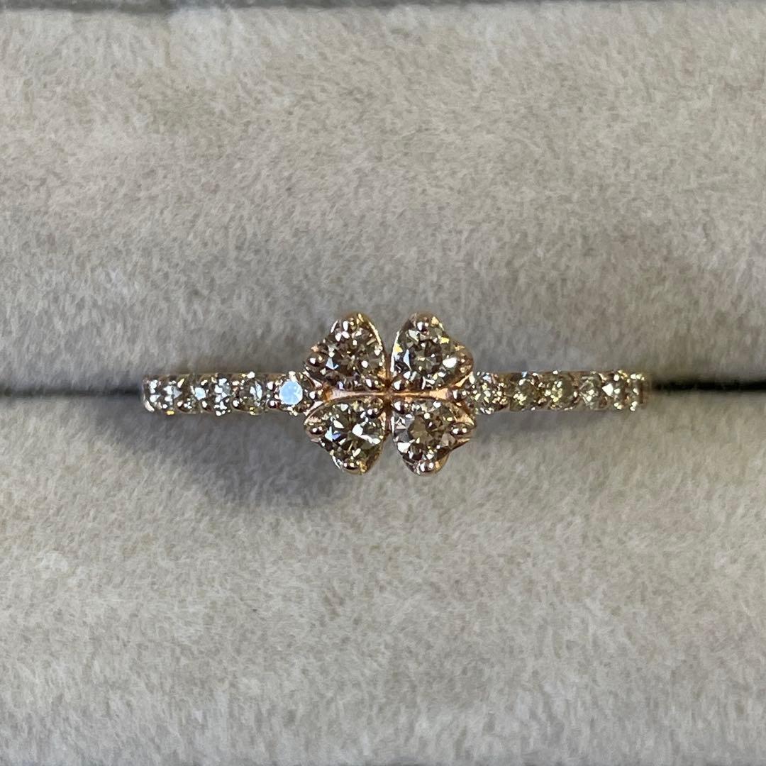 #12号♡K18♡0.41ct♡クローバーモチーフリング