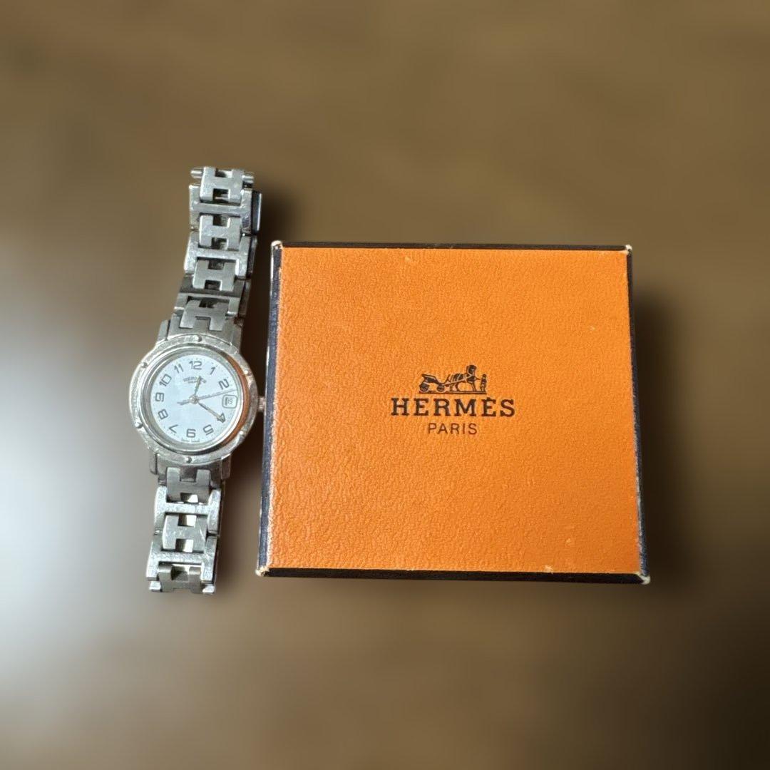 HERMES シルバー アナログ時計