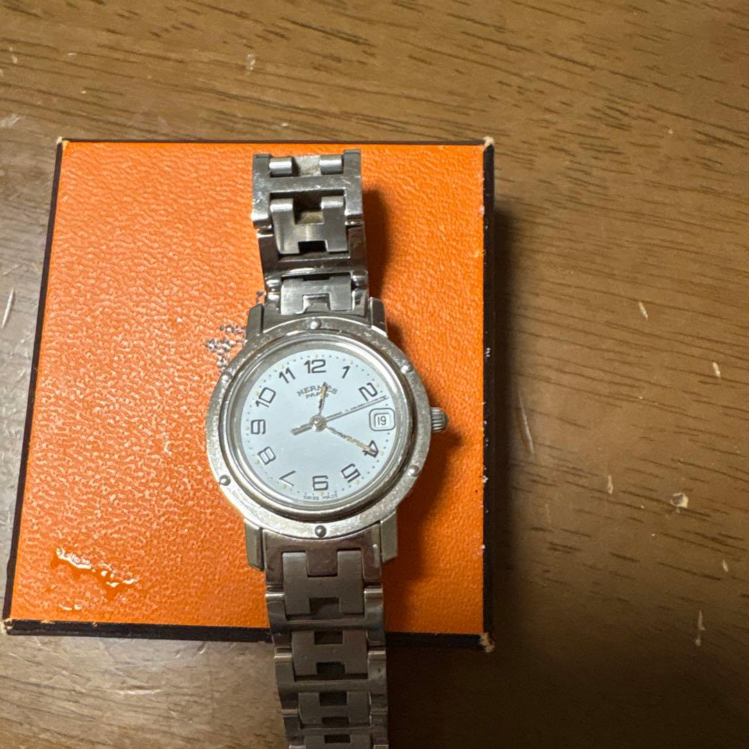 HERMES シルバー アナログ時計
