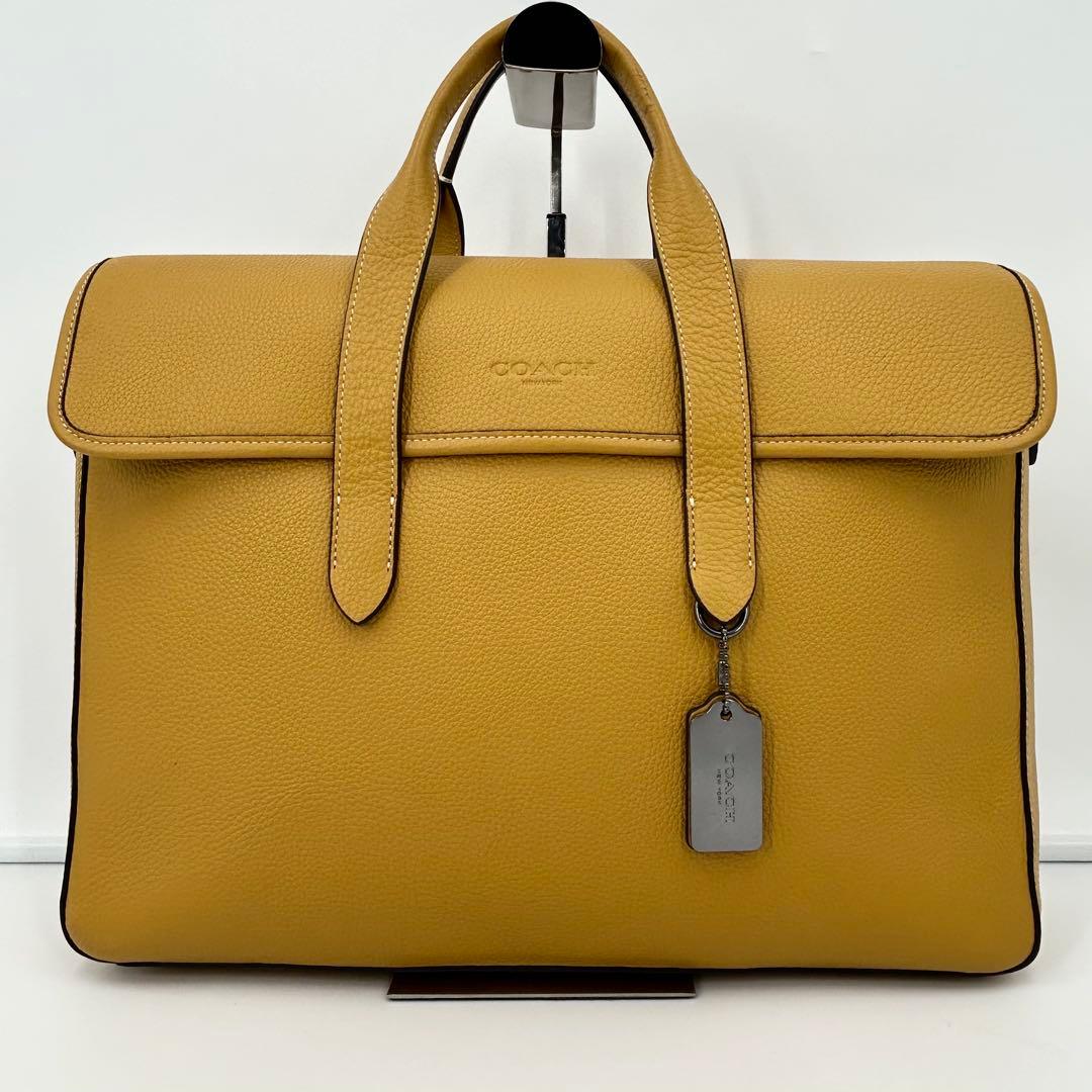 希少色/美品✨コーチ ビジネスバッグ サリバン ポートフォリオ レザー 黄色