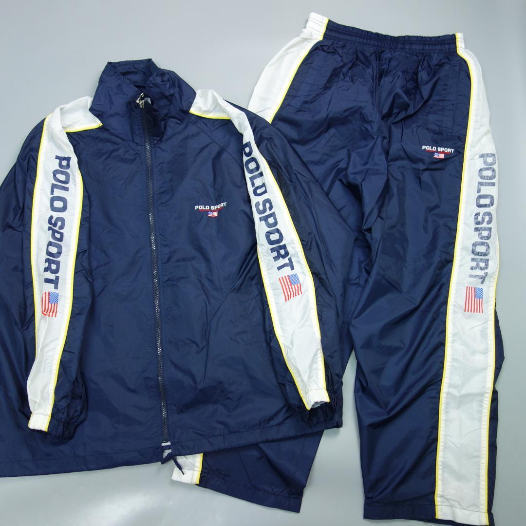 ペ*ゼ様 7898 90s ポロスポーツ ナイロン ジャージ セットアップ メン