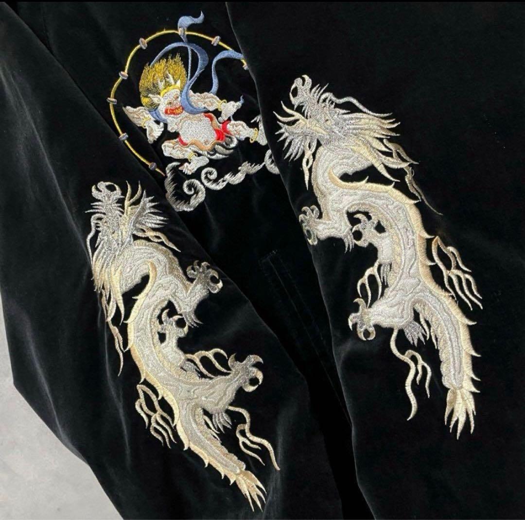 スカジャン別珍ベロアスカジャン風神雷神龍神日本製横須賀ジャンパーヴィンテージ