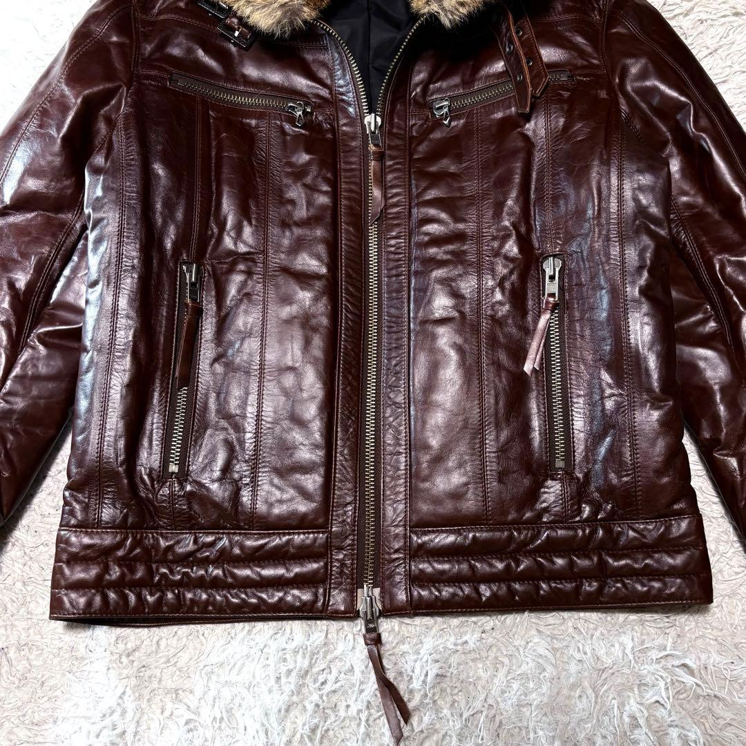 haruf 馬革ホースハイド レザージャケット ダウン90% ラビットファー