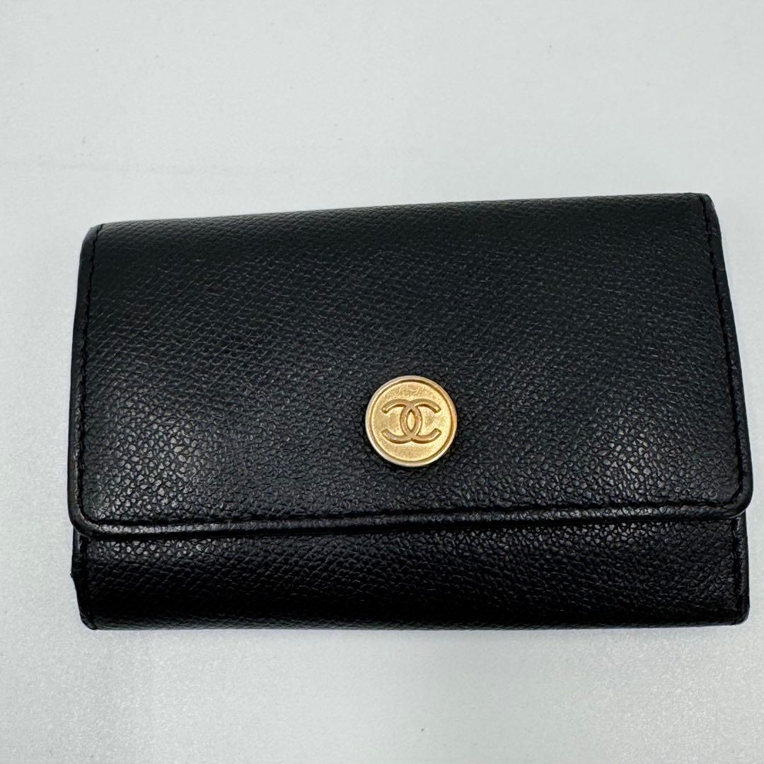 CHANEL シャネル ココボタン レザー 6連 キーケース ブラック シリアル