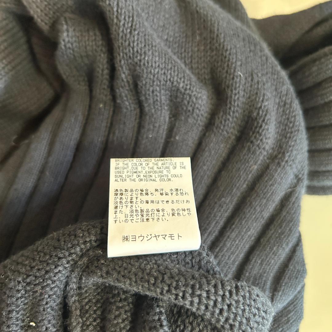 Y's ワイズ タートルネック コットン ニット ロングワンピース ブラック