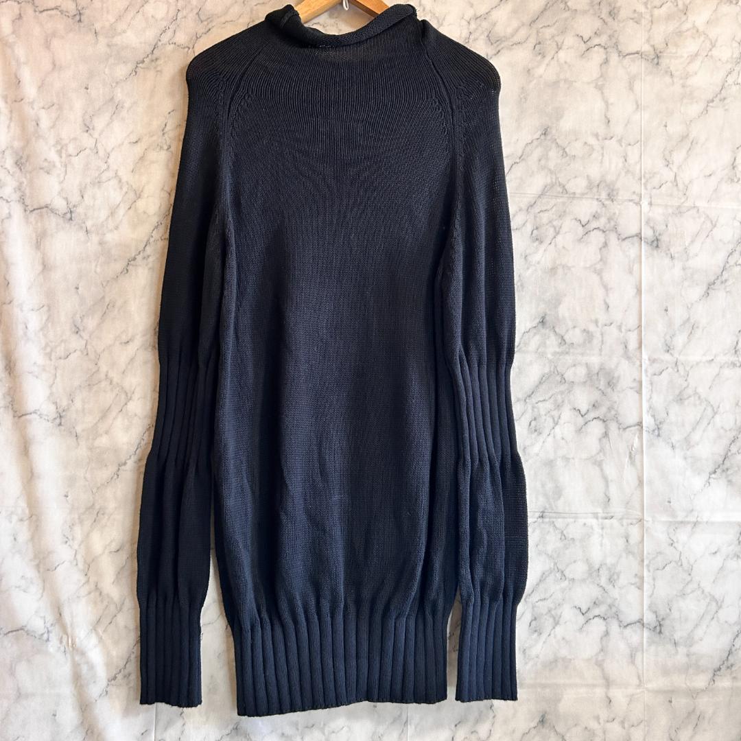 Y's ワイズ タートルネック コットン ニット ロングワンピース ブラック