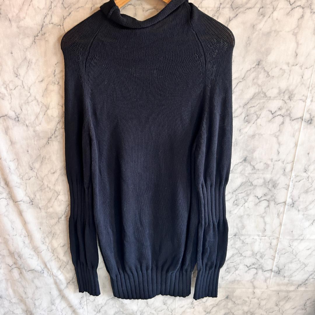 Y's ワイズ タートルネック コットン ニット ロングワンピース ブラック