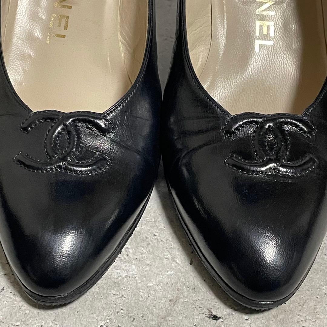 シャネル　CHANEL （35） レザーパンプス　ココマーク　フォーマル　黒