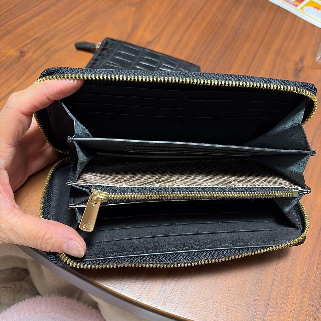 ブラックレザー クロコダイル 長財布