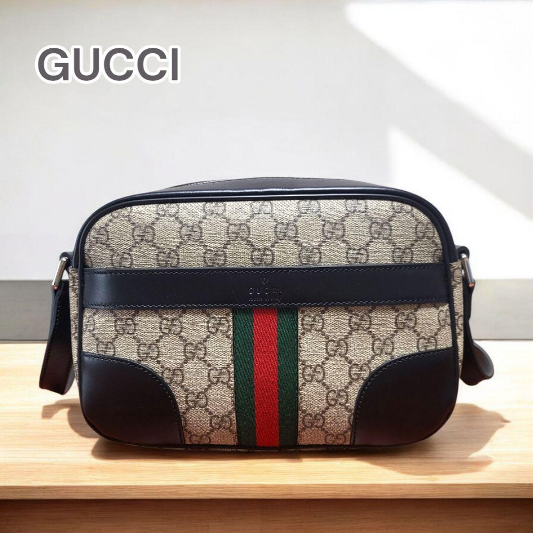 美品 GUCCI グッチ ショルダーバッグ GG柄 シェリーラインbc11yt