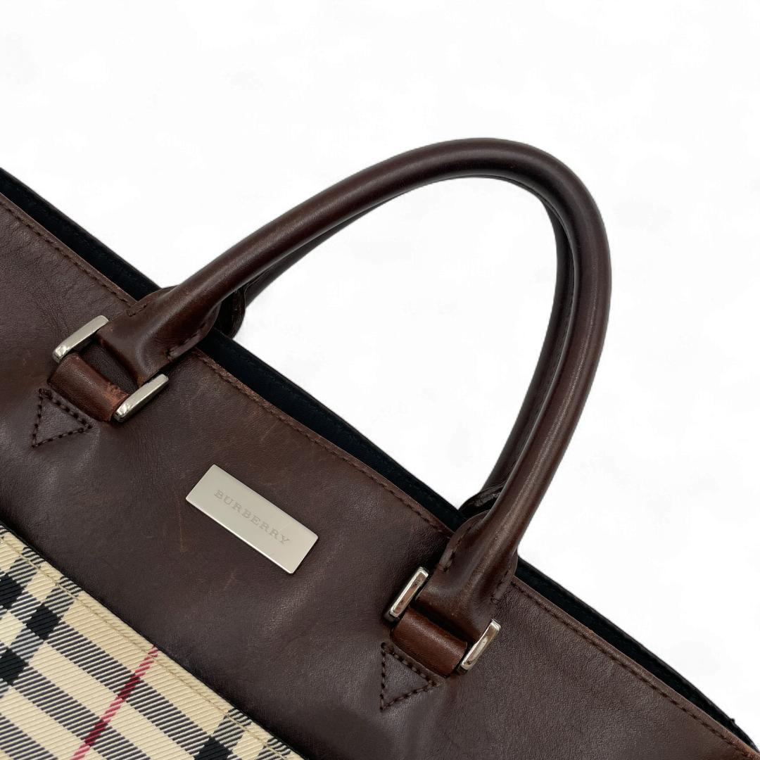 BURBERRY トートバッグ キャンバス レザー ノバチェック ロゴプレート