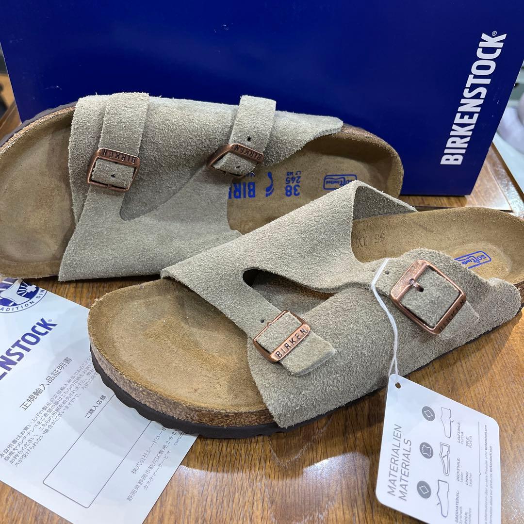 ビルケンシュトック.チューリッヒ本革スエード.トープ38 新品　定価¥20900