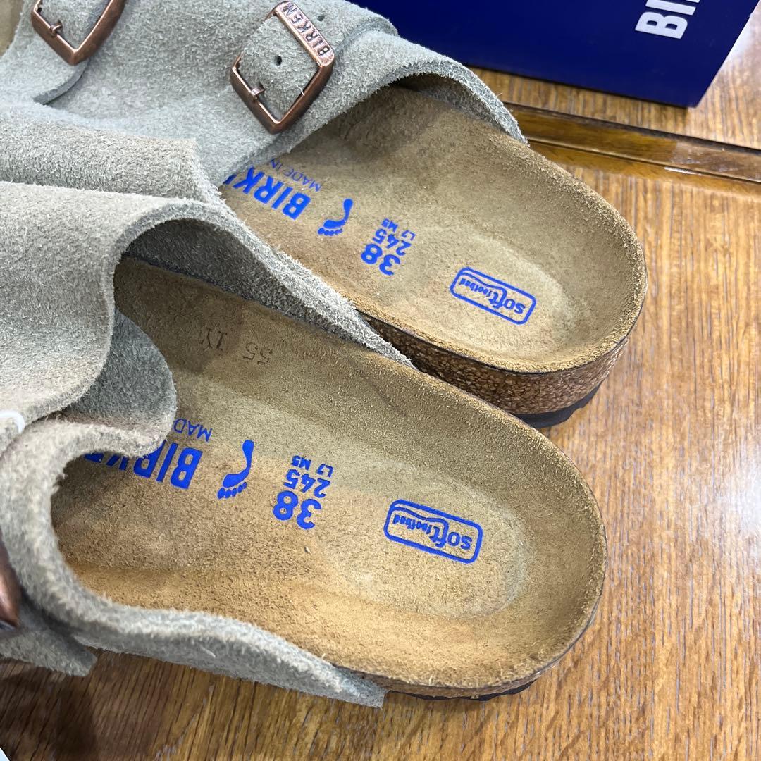 ビルケンシュトック.チューリッヒ本革スエード.トープ38 新品　定価¥20900