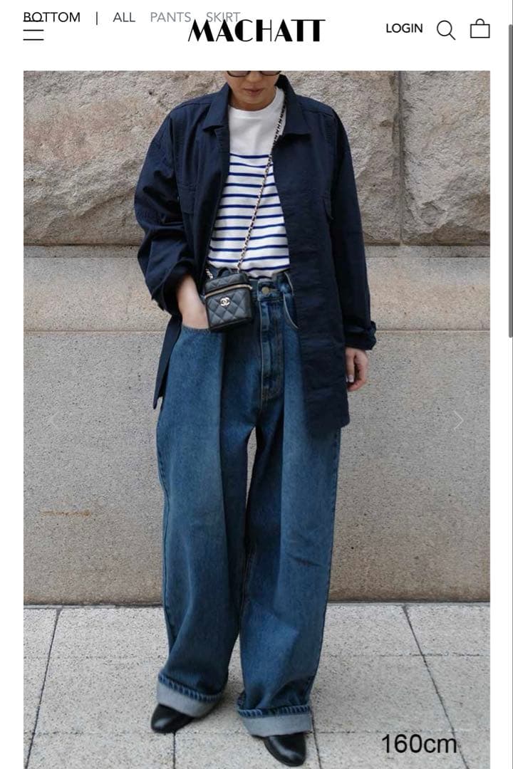 MACHATT ウエストタックデニム ブルー 36