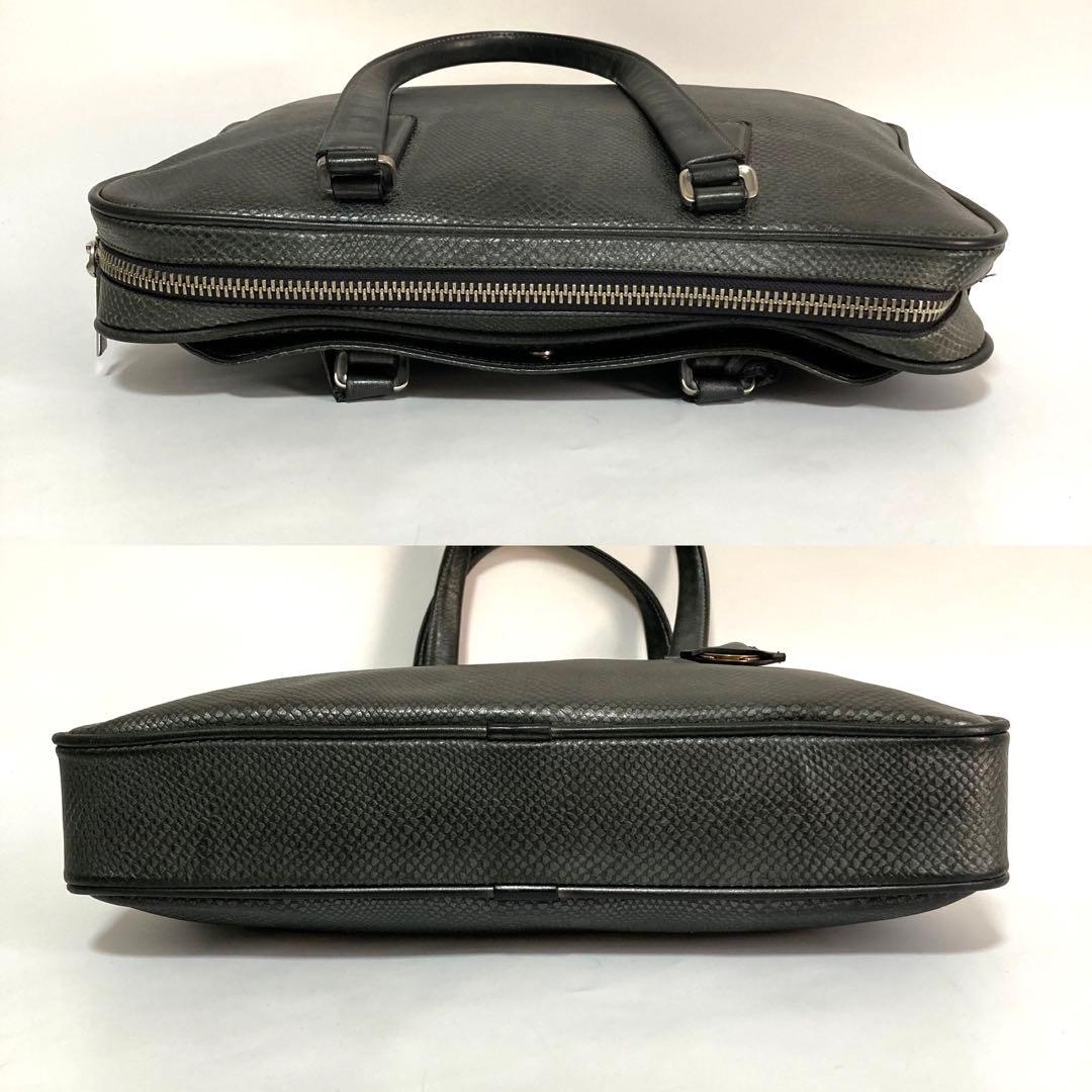 アニアリ トートバッグ パイソン シルバーカーキ レザー