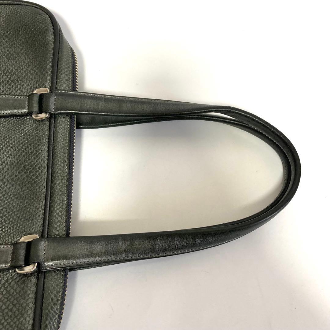 アニアリ トートバッグ パイソン シルバーカーキ レザー