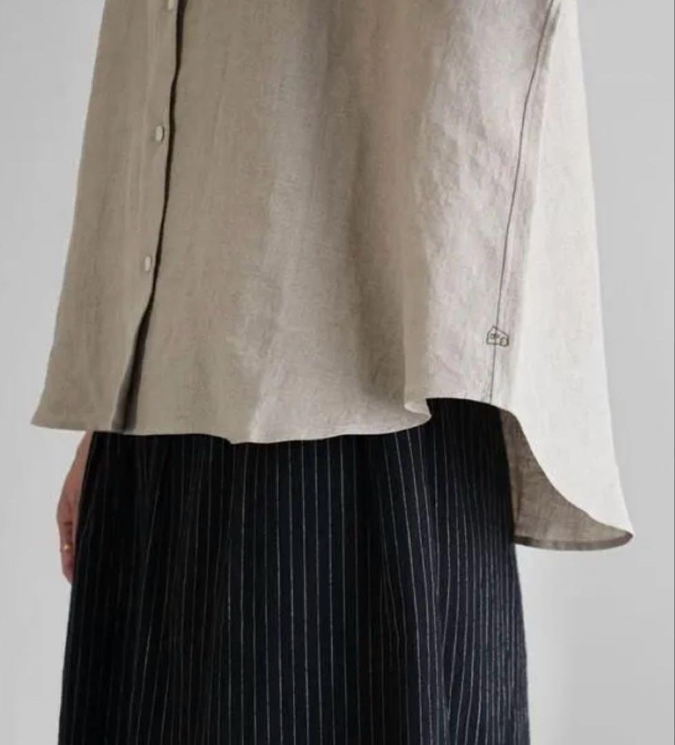 HUIS 8分袖オールドレピアリネンワイドブラウス きなり レディス U108