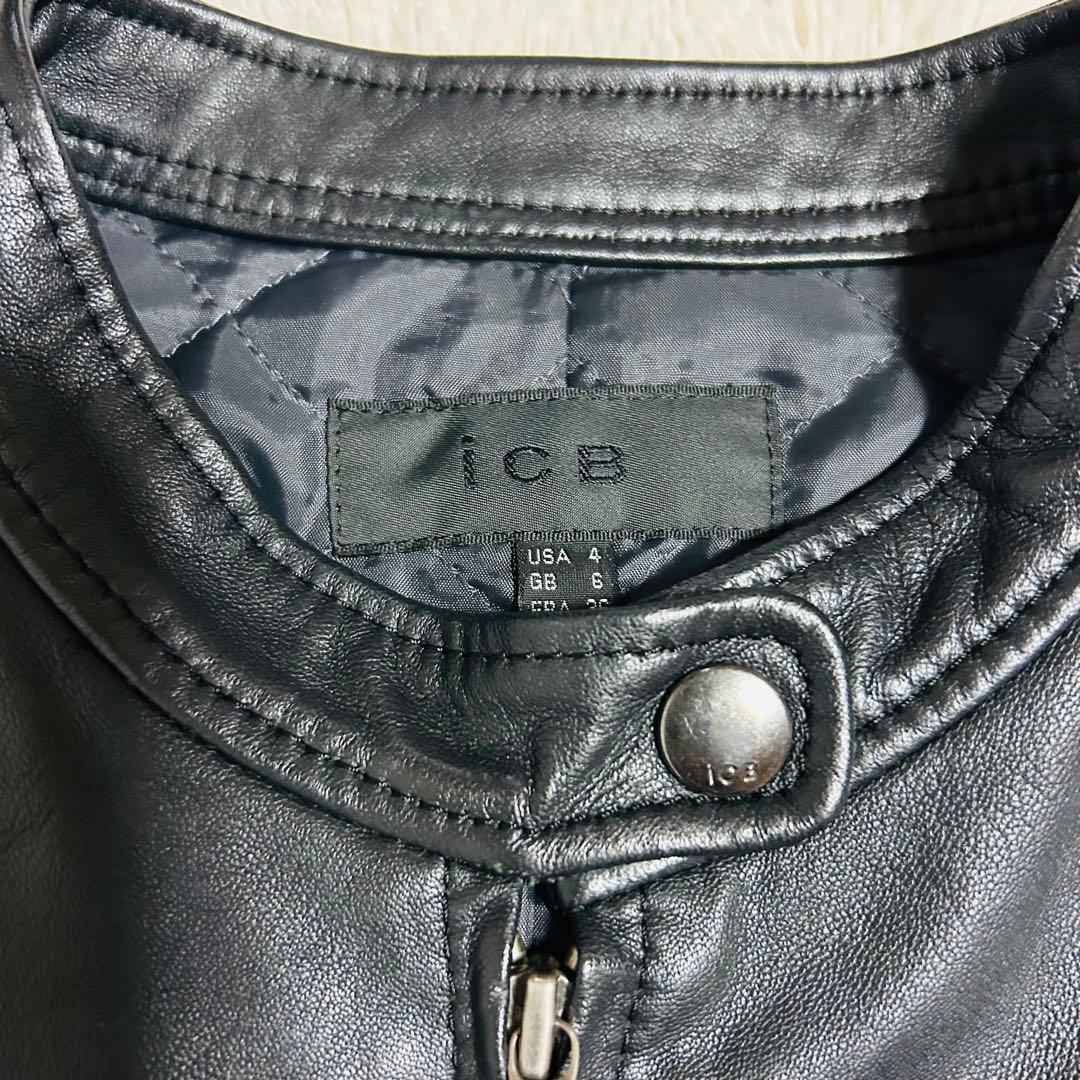 ICB シングルライダースジャケット　ラムレザー　羊革　ブラック　Mサイズ