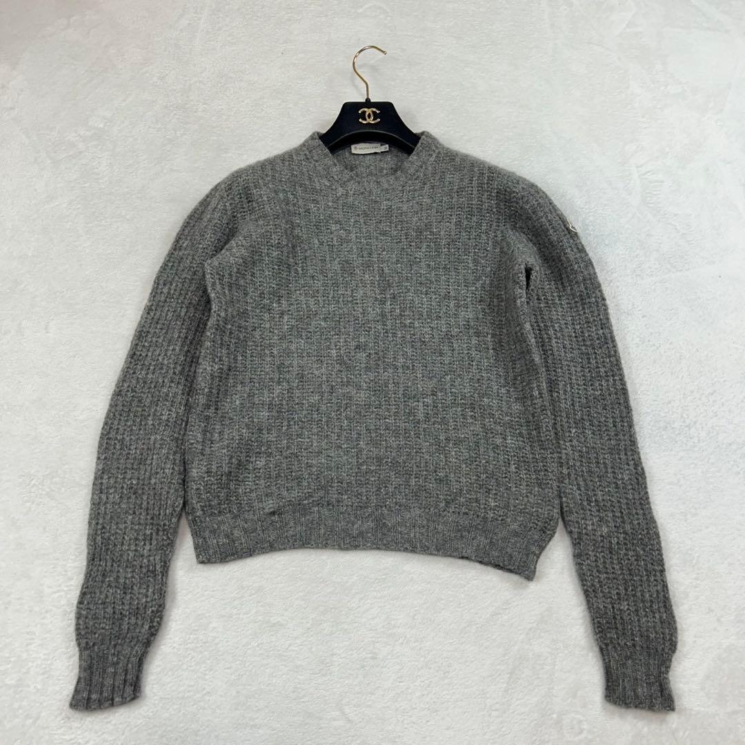 K972 美品 M モンクレール ロゴワッペン 長袖 ニット グレー メンズ