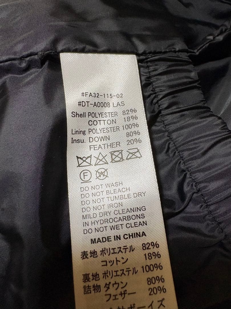 ダントン DOWN HOODED JACKETブラックS