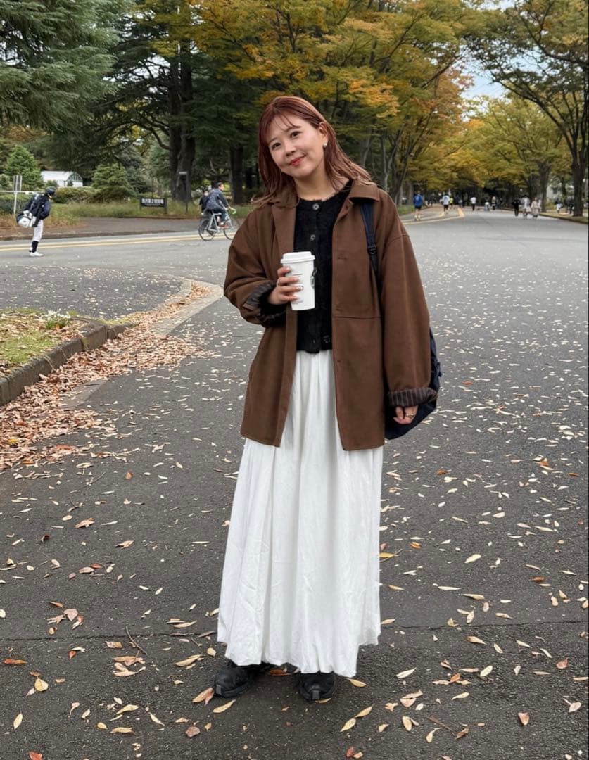 ブラウン フェイクスエードショートコート