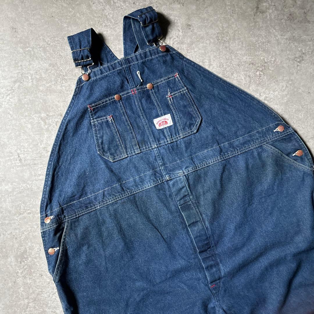 USA製 ROUND HOUSE デニムオーバーオール W56L30 超ビック