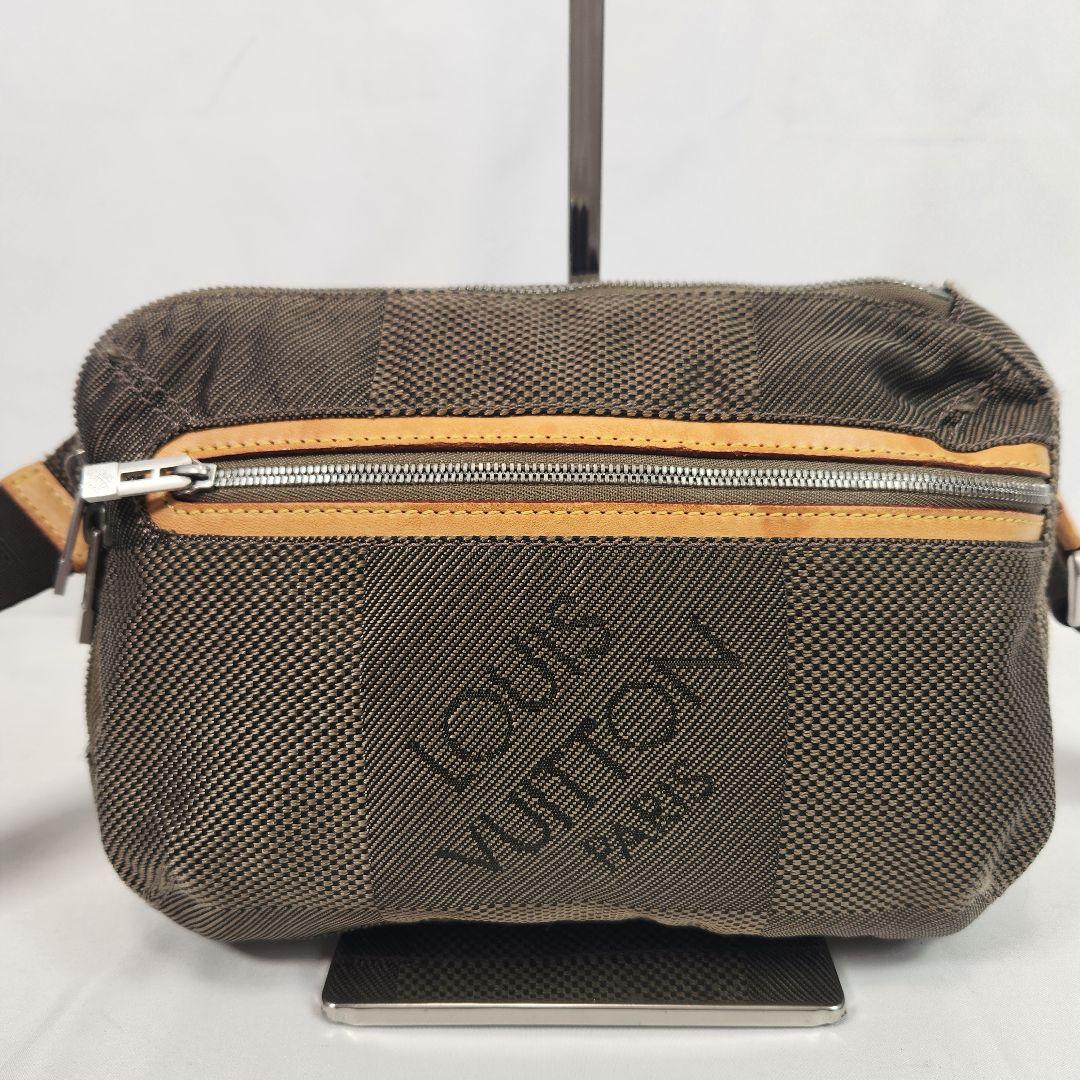 【良品】ルイヴィトン ダミエ ジェアン ボディバッグ レザー キャンバス カーキ