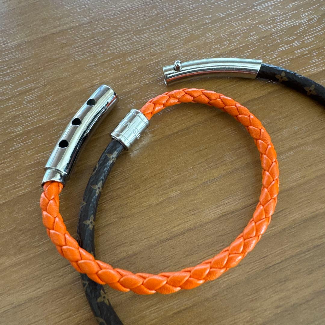 ルイヴィトン　2連ブレスレット　モノグラム×レザー　オレンジ
