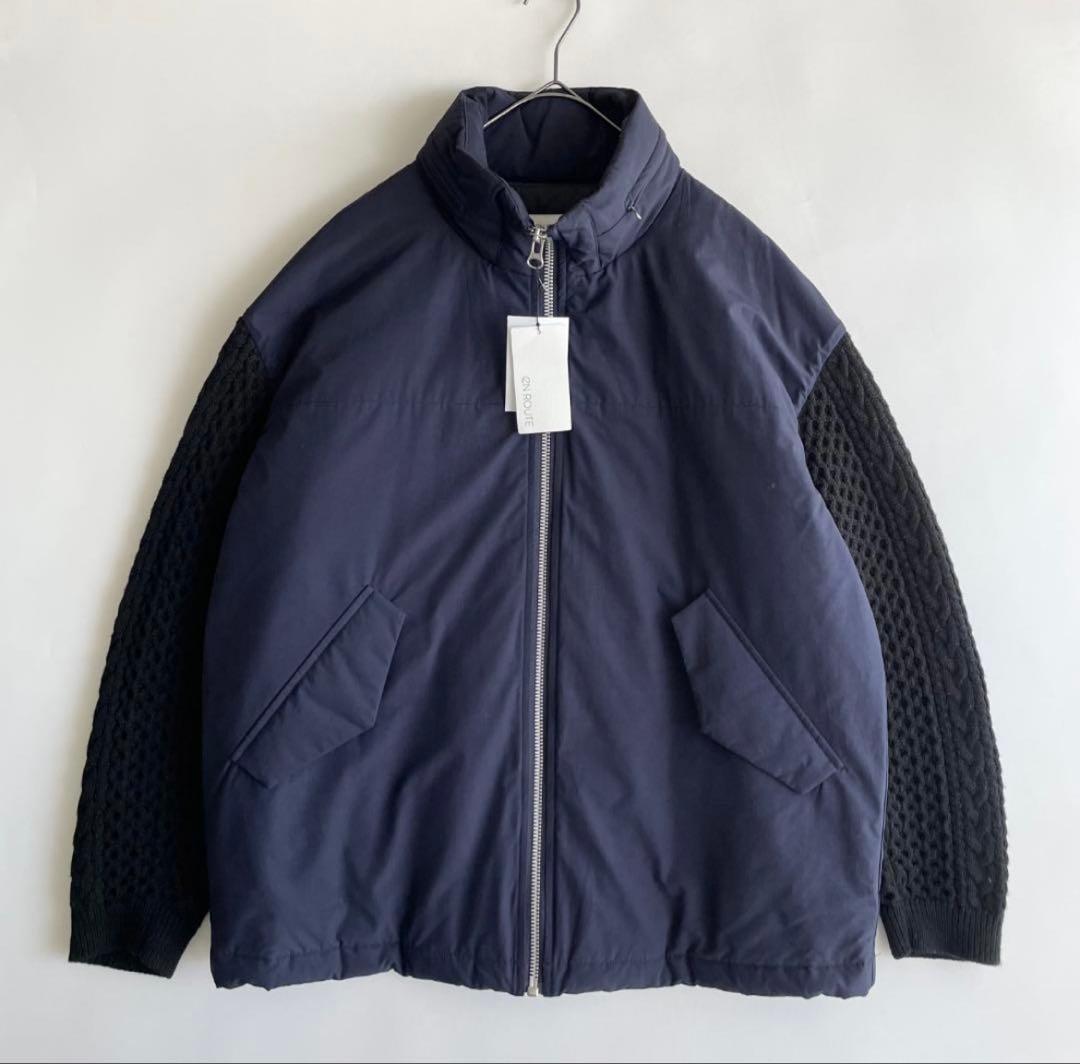 美品 EN ROUTE コットンナイロンタッサーニットスリーブ 中綿ジャケット