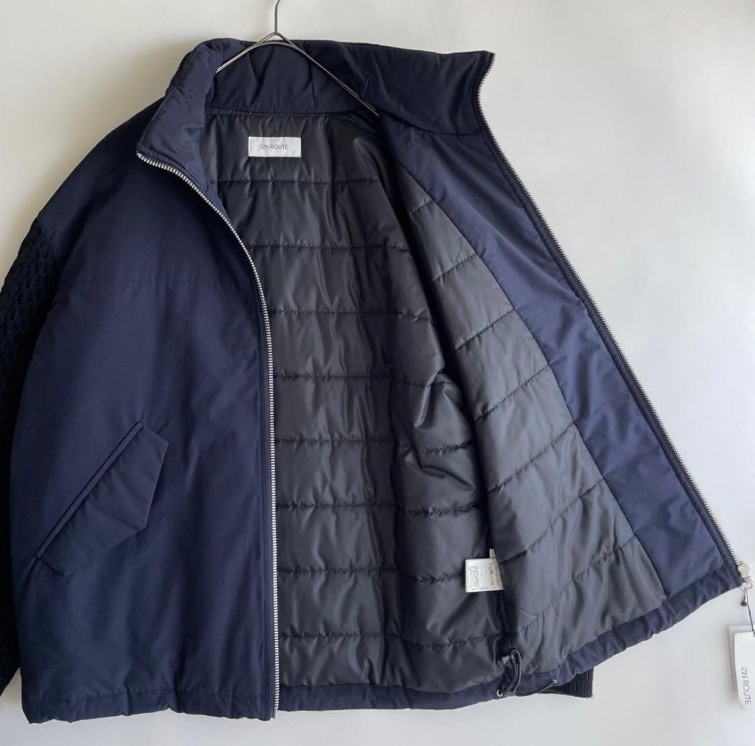 美品 EN ROUTE コットンナイロンタッサーニットスリーブ 中綿ジャケット