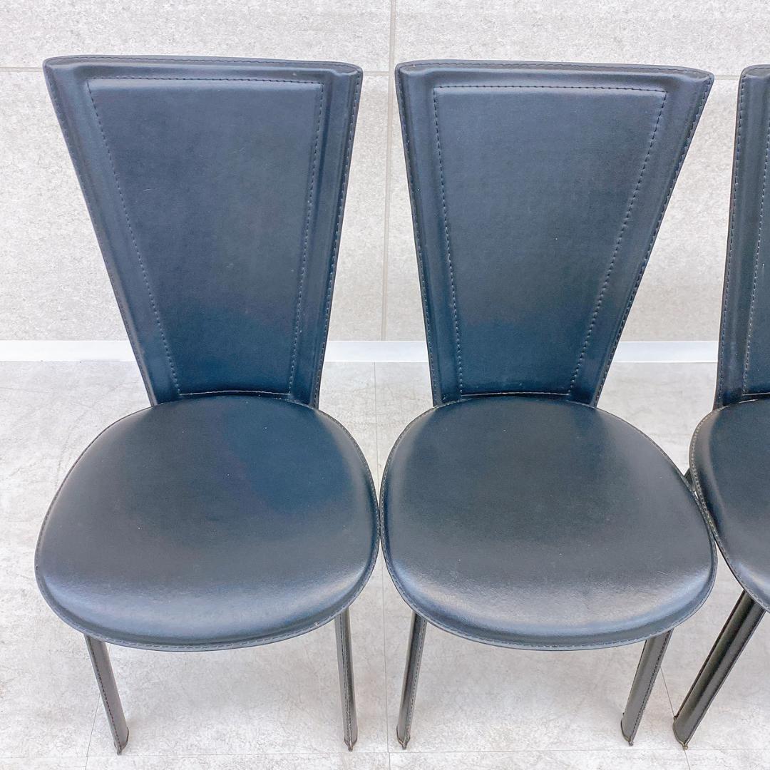 ダイニングチェア 4脚セット 本革 牛革 黒 椅子 8303C 大塚家具取扱