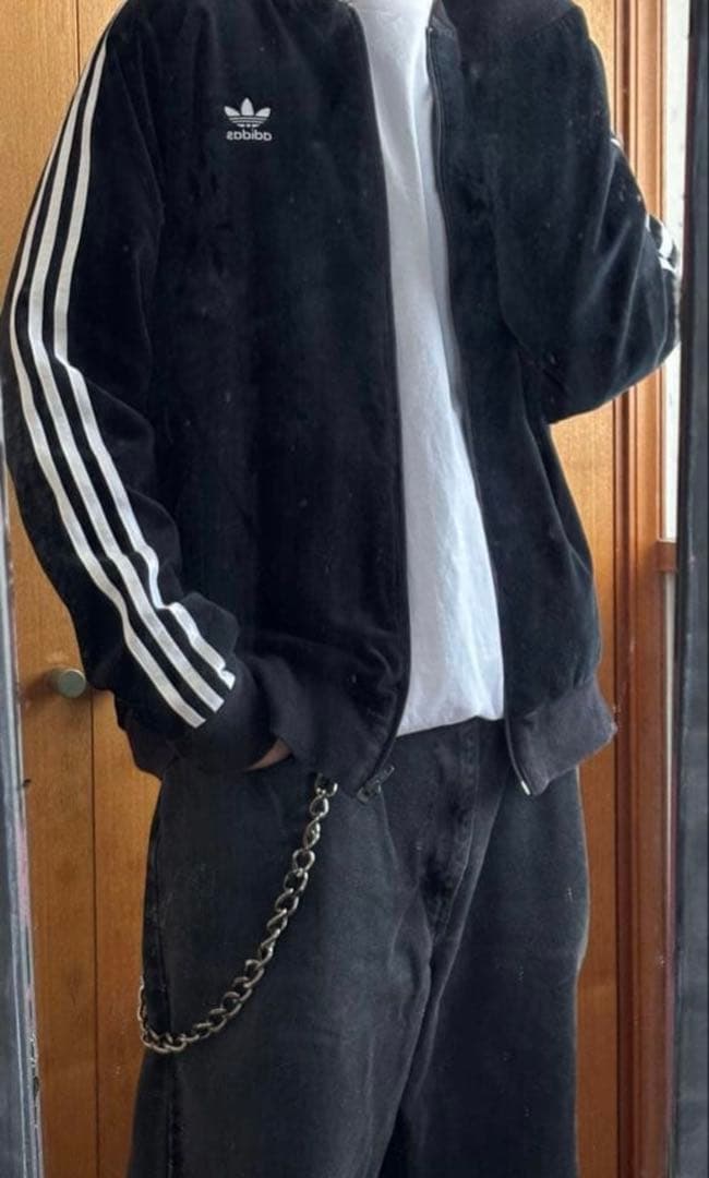 adidas トラックジャケット ベロアSST常 田大希 ブラック 黒S