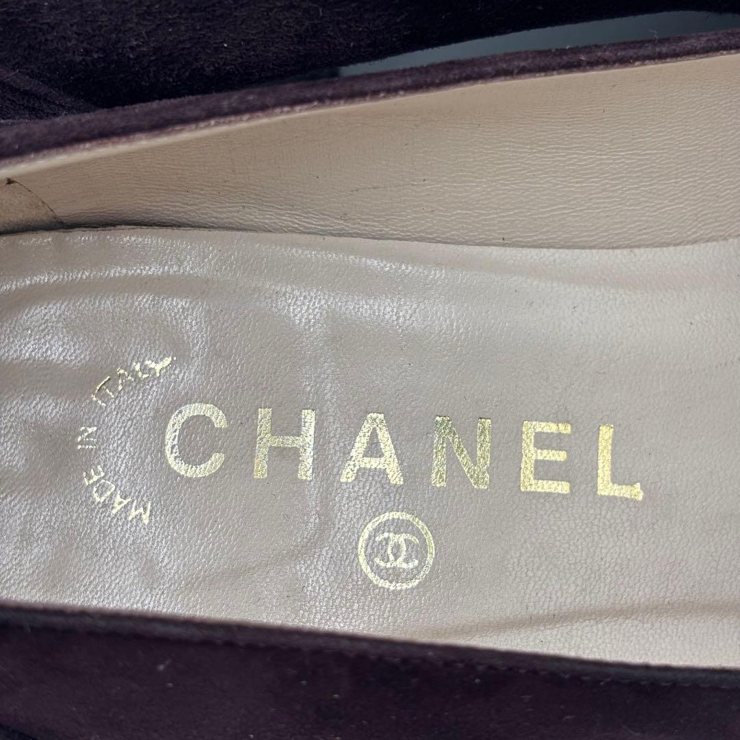 CHANEL シャネル ココマーク スエード パンプス　太ヒール 37 約24㎝